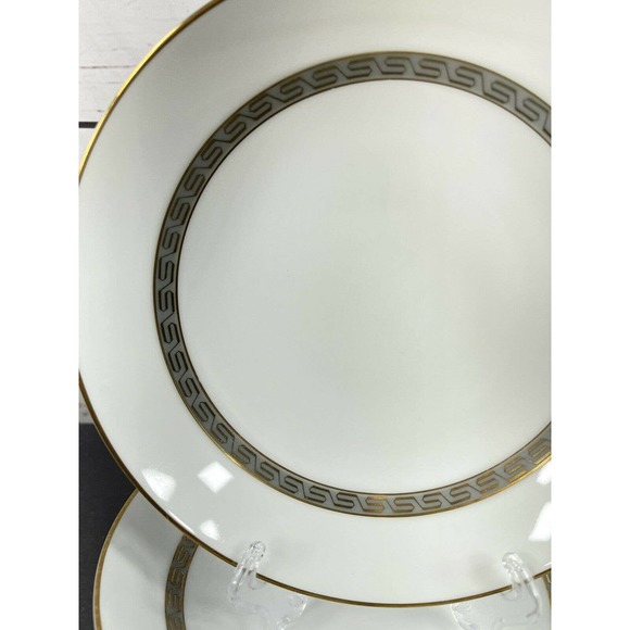 Noritake Hartford 5944 Soup Salad Bowl (7-3/4") Grey Gold Greek Key Set of 2 - Picture 2 of 7